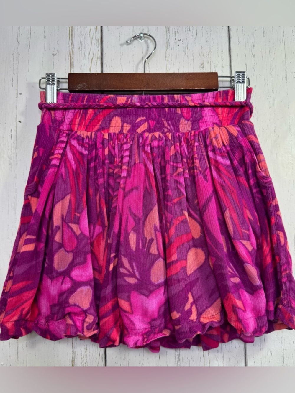 Aeropostal Pink Purple Floral Flowy Mini Skirt Boho Y2K Festival Size S Beachy